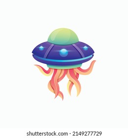 Ufo And Alien Tentacle Colorful Design