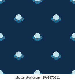 Ufo and aliens Seamless pattern. Cute Doodles space ships sketch. Hand drawn Cartoon Vector illustration.