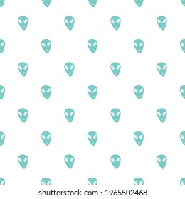 Ufo and aliens Seamless pattern. Cute Doodles space ships sketch. Hand drawn Cartoon Vector illustration.