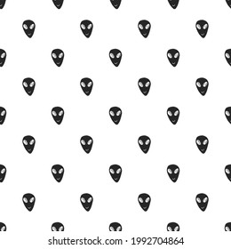 Ufo and aliens Seamless pattern. Cute Doodles space ships sketch. Hand drawn Cartoon Vector illustration.