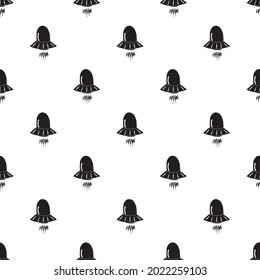 Ufo and aliens Seamless pattern. Cute Doodles space ships sketch. Hand drawn Cartoon Vector illustration.
