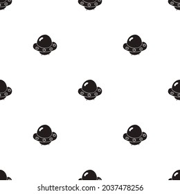 Ufo and aliens Seamless pattern. Cute Doodles space ships sketch. Hand drawn Cartoon Vector illustration.