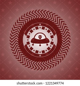 ufo with aline inside icon inside badge with red background