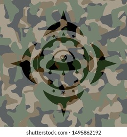 ufo with aline inside icon inside camouflage texture