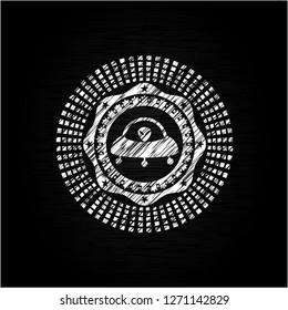 ufo with aline inside icon with chalkboard texture