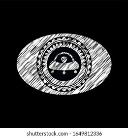 ufo con un ícono interior alino dibujado en la pizarra