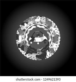 ufo with aline inside icon inside grey camouflage texture
