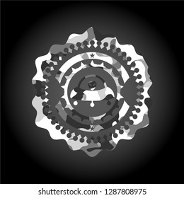 ufo with aline inside icon inside grey camouflage texture