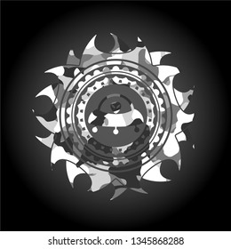 ufo with aline inside icon on grey camo texture