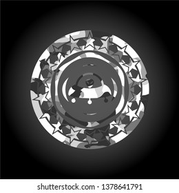 ufo with aline inside icon on grey camo pattern