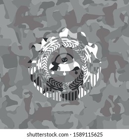 ufo with aline inside icon on grey camo pattern