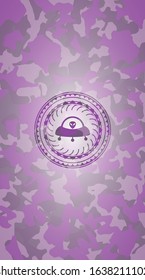 ufo with aline inside icon on pink and purple camo pattern