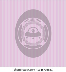 ufo with aline inside icon inside pink emblem