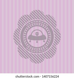 ufo with aline inside icon inside pink emblem
