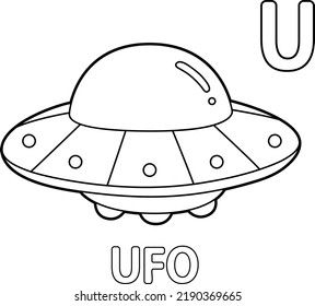 UFO Alphabet ABC Coloring Page U