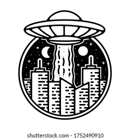 ufo attack monoline vintage outdoor design