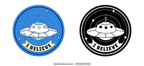 Insignia OVNI, creo, emblema vector