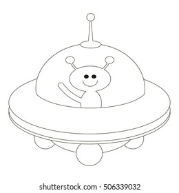 Ufo to be colored. Coloring book to educate preschool kids with easy kid educational gaming and primary education of simple game level of difficulty.