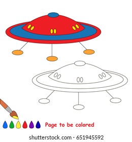 UFO to be colored, the coloring book for preschool kids with easy educational gaming level.