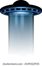 Ufo beaming light. Realistic futuristic teleport effect