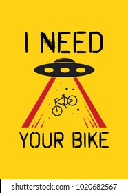 ufo bike ride poster colorful quote