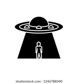 Ufo black icon, vector sign on isolated background. Ufo concept symbol, illustration 