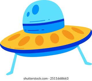 UFO with a blue dome and yellow body