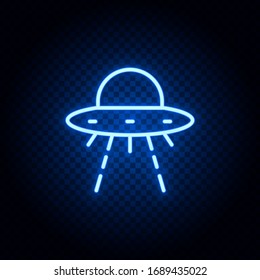 Ufo blue neon icon - Vector. Spage concept vector illustration.