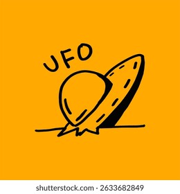 UFO break earth icon simple background yellow