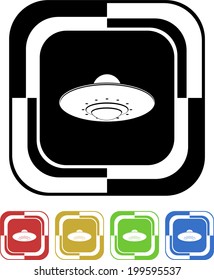 UFO button mosaic square retro colors