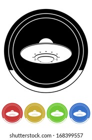 UFO button retro colors 