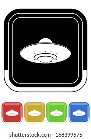 UFO button retro colors square