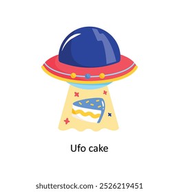 Ufo cake doodle vector outline Sticker. EPS 10 file