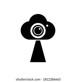 UFO Camera logo template, Cloudy camera icon, Photographic community identity