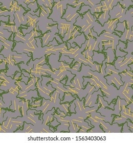 UFO camouflage of various shades of beige, green and yellow colors. It is a colorful seamless pattern that can be used as a camo print for clothing and background and backdrop or computer wallpaper