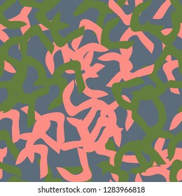 UFO camouflage of various shades of blue, green and pink colors. It is a colorful seamless pattern that can be used as a camo print for clothing and background and backdrop or computer wallpaper