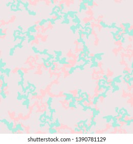 UFO camouflage of various shades of blue and pink colors. It is a colorful seamless pattern that can be used as a camo print for clothing and background and backdrop or computer wallpaper