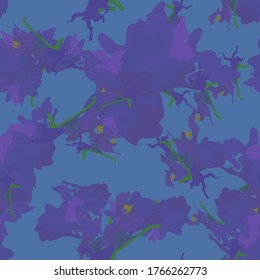 UFO camouflage of various shades of blue, violet and green colors. It is a colorful seamless pattern that can be used as a camo print for clothing and background and backdrop or computer wallpaper