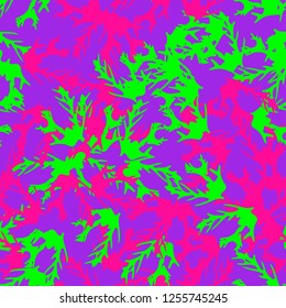 UFO camouflage of various shades of green, pink and purple colors. It is a colorful seamless pattern that can be used as a camo print for clothing and background and backdrop or computer wallpaper
