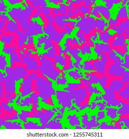 UFO camouflage of various shades of green, pink and purple colors. It is a colorful seamless pattern that can be used as a camo print for clothing and background and backdrop or computer wallpaper