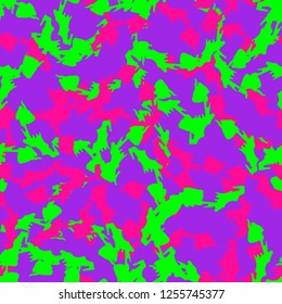 UFO camouflage of various shades of green, pink and purple colors. It is a colorful seamless pattern that can be used as a camo print for clothing and background and backdrop or computer wallpaper