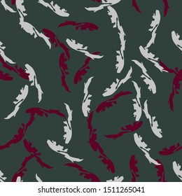 Ufo camouflage of various shades of green, red and white colors. It is a colorful seamless pattern that can be used as a camo print for clothing and background and backdrop or computer wallpaper