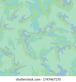 UFO camouflage of various shades of green, violet and blue colors. It is a colorful seamless pattern that can be used as a camo print for clothing and background and backdrop or computer wallpaper