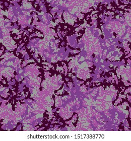 UFO camouflage of various shades of grey, violet, pink and vine colors. It is a colorful seamless pattern that can be used as a camo print for clothing and background and backdrop or wallpaper