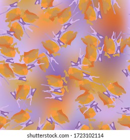UFO camouflage of various shades of orange, yellow and violet colors. It is a colorful seamless pattern that can be used as a camo print for clothing and background and backdrop or computer wallpaper