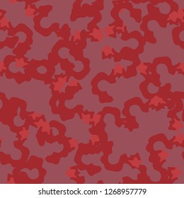 UFO camouflage of various shades of red, pink and purple colors. It is a colorful seamless pattern that can be used as a camo print for clothing and background and backdrop or computer wallpaper