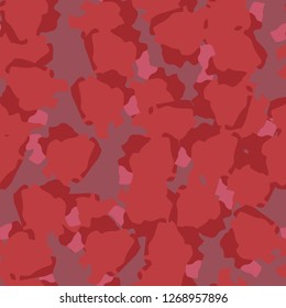 UFO camouflage of various shades of red, pink and purple colors. It is a colorful seamless pattern that can be used as a camo print for clothing and background and backdrop or computer wallpaper