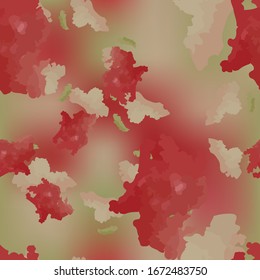 UFO camouflage of various shades of red, grey and green colors. It is a colorful seamless pattern that can be used as a camo print for clothing and background and backdrop or computer wallpaper