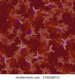 UFO camouflage of various shades of red, brown and violet colors. It is a colorful seamless pattern that can be used as a camo print for clothing and background and backdrop or computer wallpaper