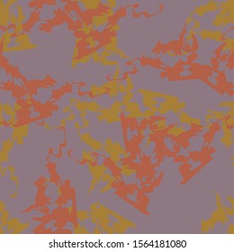 UFO camouflage of various shades of toadstool, mango and chai tea colors. It is a colorful seamless pattern that can be used as a camo print for clothing and background and backdrop or wallpaper